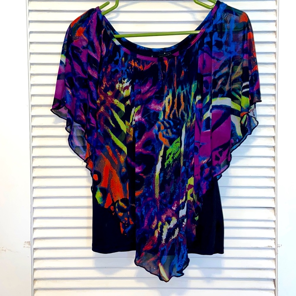 Multi-color abstract pattern blouse